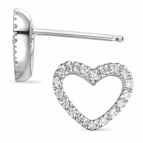 hjerte øreringe i 14 karat hvidguld med diamant 