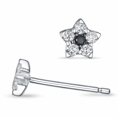 stjerne diamant hvidguld øreringe i 14 karat hvidguld med diamant og safir
