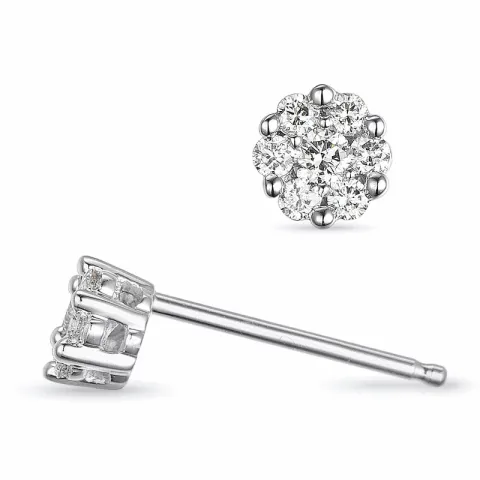 blomster diamant ørestikker i 14 karat hvidguld med diamant
