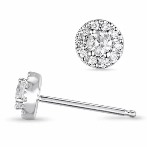 runde diamant ørestikker i 14 karat hvidguld med diamant