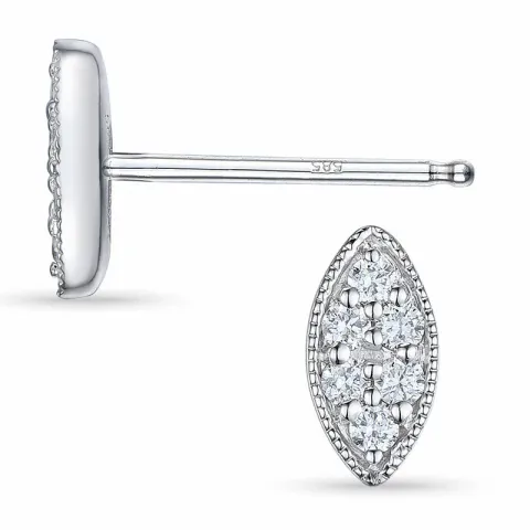 ovale brillantøreringe i 14 karat hvidguld med diamant 