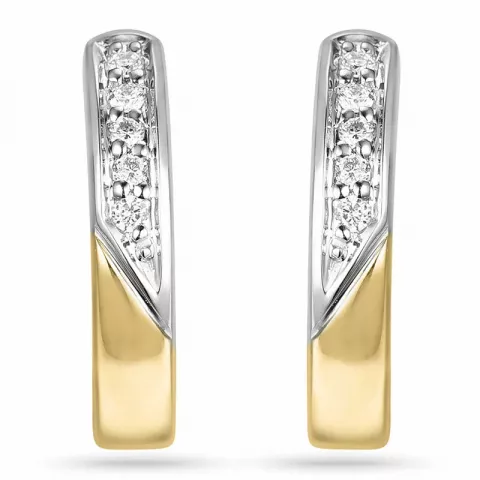 15 mm diamant creoler i 14 karat guld og hvidguld med diamant 