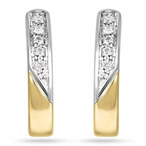 15 mm diamant creoler i 14 karat guld og hvidguld med diamant