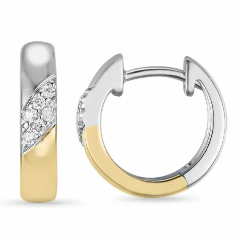 13 mm creoler i 14 karat guld og hvidguld med diamant