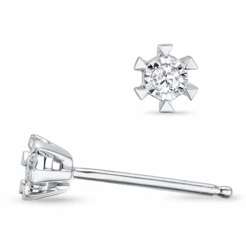 diamant solitaireørestikker i 14 karat hvidguld med diamant