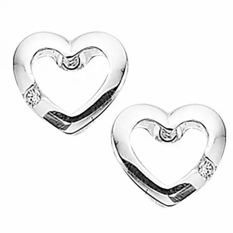 Blanke Scrouples hjerte øreringe i sølv hvide zirkoner