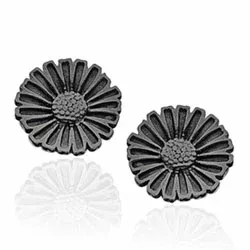 11 mm Scrouples marguerit sort øreringe i sort rhodineret sølv sort emalje
