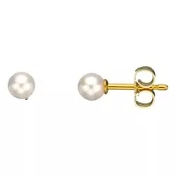 4 mm Scrouples runde hvide perle øreringe i 8 karat guld