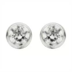 2 mm Scrouples øreringe i sølv hvide zirkoner