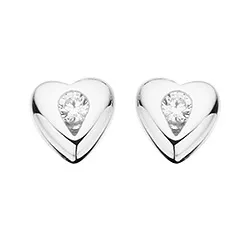 Små Scrouples hjerte øreringe i sølv hvide zirkoner