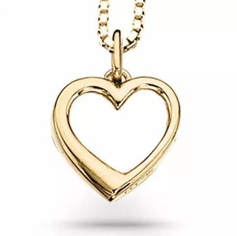 Scrouples hjerte vedhæng med halskæde i 8 karat guld med forgyldt sølvhalskæde