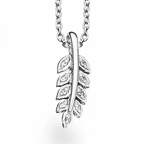 Scrouples blad vedhæng med halskæde i sølv hvid zirkon