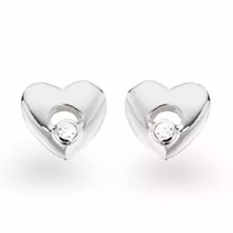 Blanke Scrouples hjerte øreringe i sølv hvide zirkoner