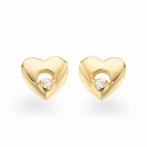 Enkle Scrouples hjerte øreringe i forgyldt sølv hvide zirkoner