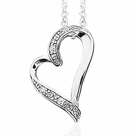 Scrouples hjerte vedhæng med halskæde i sølv hvid zirkon