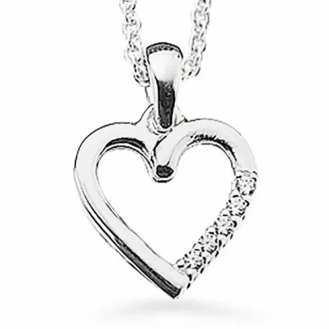 Scrouples hjerte vedhæng med halskæde i sølv hvid zirkon