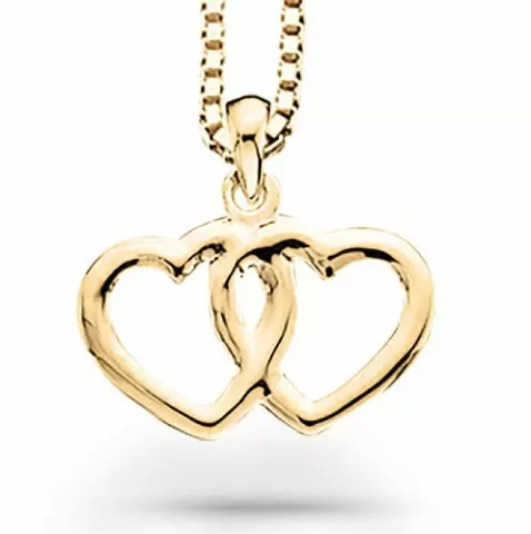 Scrouples hjerte vedhæng med halskæde i 8 karat guld med forgyldt sølvhalskæde