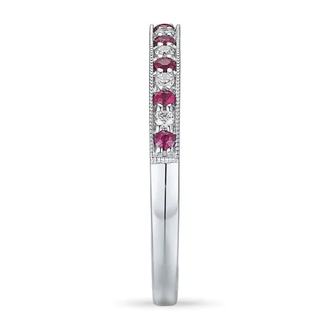 Rød rubin ring i 14 karat hvidguld 0,08 ct 0,17 ct