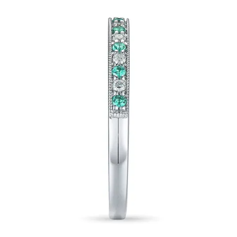 Smaragd ring i 14 karat hvidguld 0,08 ct 0,10 ct