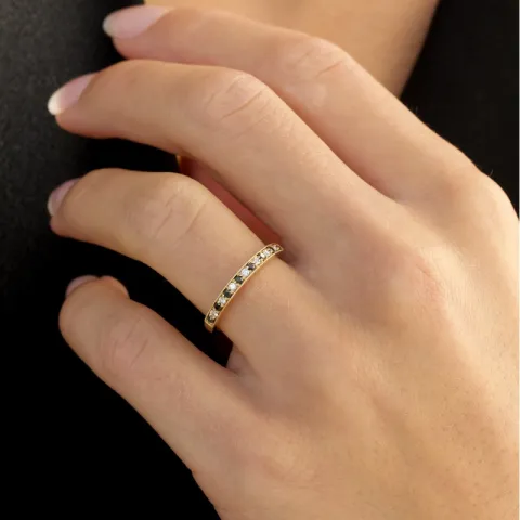 sort alliancering i 14 karat guld 0,09 ct 0,10 ct