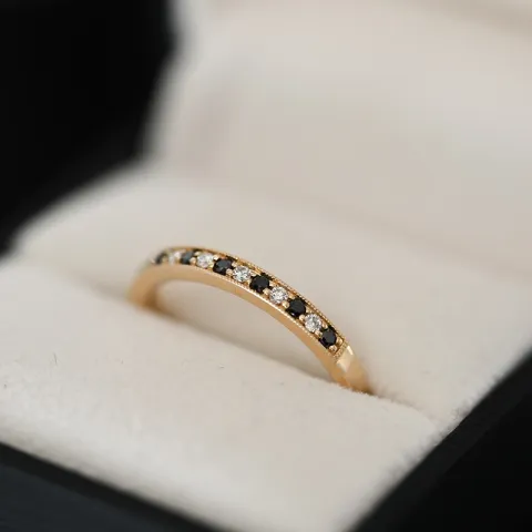 sort alliancering i 14 karat guld 0,09 ct 0,10 ct