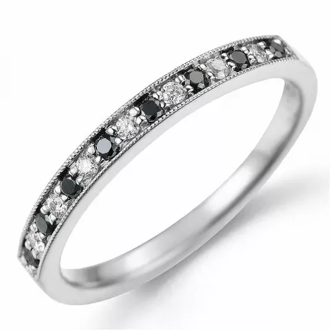 sort diamant ring i 14 karat hvidguld 0,09 ct 0,10 ct