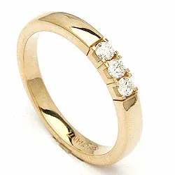 alliancering i 14 karat guld 3 x 0,05 ct