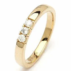 alliancering i 14 karat guld 3 x 0,05 ct