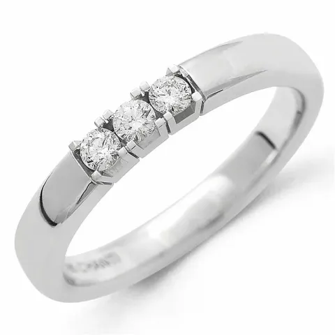 alliancering i 14 karat hvidguld 3 x 0,05 ct