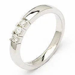 alliancering i 14 karat hvidguld 3 x 0,05 ct