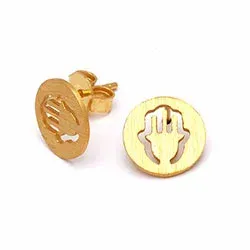 Hamsas hånd øreringe i forgyldt sølv