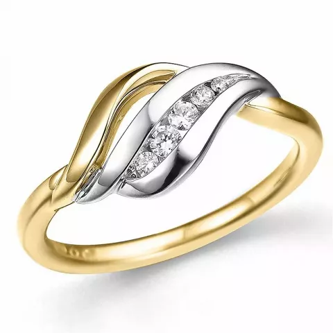 abstrakt diamant ring i 14 karat guld.- og hvidguld 0,12 ct