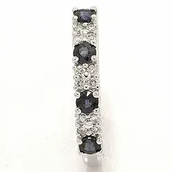 safir diamantring i 14 karat hvidguld 0,12 ct
