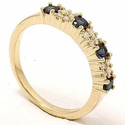 Safir diamantring i 14 karat guld 0,12 ct