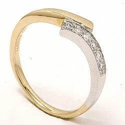 abstrakt diamant ring i 14 karat guld.- og hvidguld 0,15 ct