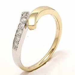 abstrakt diamant ring i 14 karat guld.- og hvidguld 0,15 ct