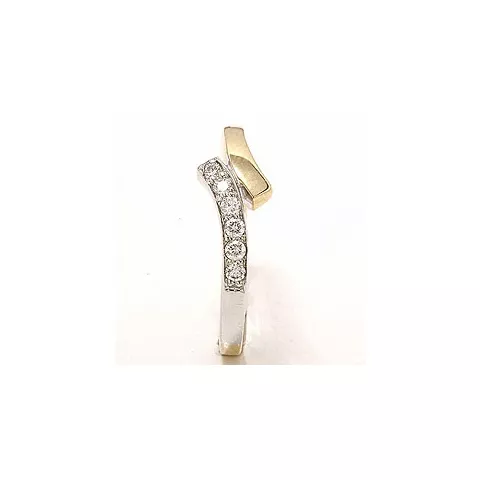 abstrakt diamant ring i 14 karat guld.- og hvidguld 0,15 ct