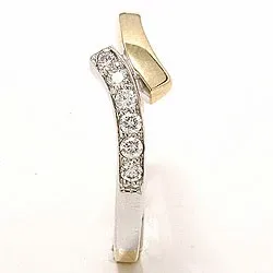 abstrakt diamant ring i 14 karat guld.- og hvidguld 0,15 ct