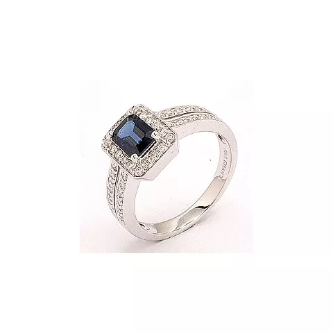 blå safir ring i 14 karat hvidguld 0,43 ct 1,05 ct
