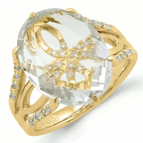 kvarts diamantring i 14 karat guld 0,16 ct 6,00 ct