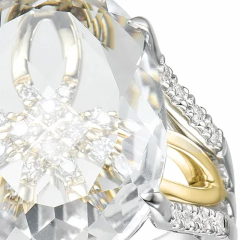 kvarts diamantring i 14 karat guld.- og hvidguld 0,16 ct 6,00 ct