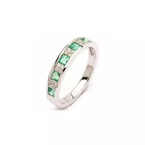 bestillingsvare - smaragd ring i 14 karat hvidguld 0,07 ct 0,42 ct