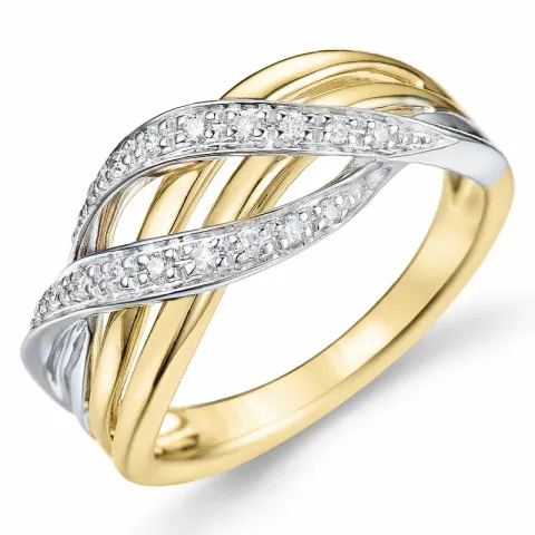 brillantring i 14 karat guld med rhodium 0,092 ct