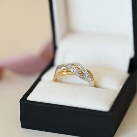 brillantring i 14 karat guld med rhodium 0,092 ct