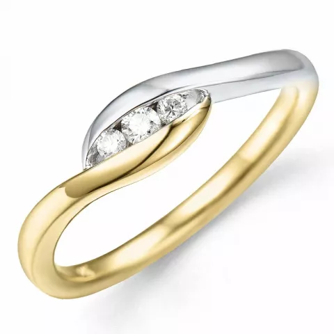 fingerring abstrakt brillant ring i 14 karat guld.- og hvidguld 0,11 ct