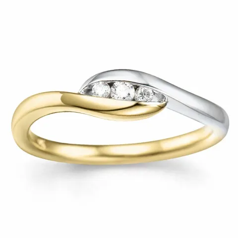 fingerring abstrakt brillant ring i 14 karat guld.- og hvidguld 0,11 ct