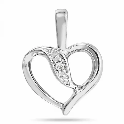 hjerte diamantvedhæng i 14 karat hvidguld 0,008 ct