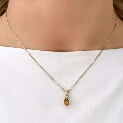 citrin vedhæng i 14 karat guld 0,05 ct 0,80 ct