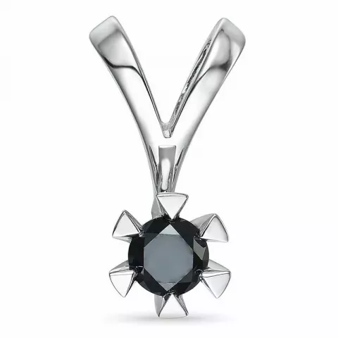 sort diamant vedhæng i 14 karat hvidguld 0,40 ct
