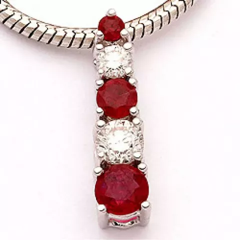 Bestillingsvare - rubin diamantvedhæng med halskæde i 14 karat hvidguld 0,21 ct 0,43 ct